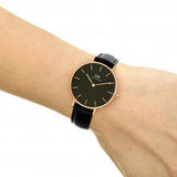 Daniel Wellington Petite Sheffield Black Dial Black Leather Strap Watch For Women - DW00100168