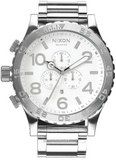 Nixon 51-30 Chrono Silver Dial Silver Steel Strap Watch for Men - A083-488