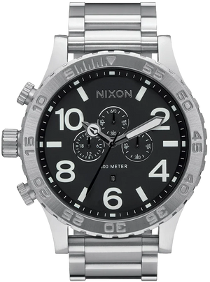 Nixon 51-30 Chrono Black Dial Silver Steel Strap Watch for Men - A083-000