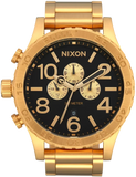Nixon 51-30 Chrono Black Dial Gold Steel Strap Watch for Men - A083-510