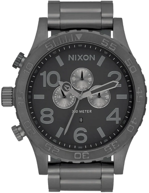 Nixon 51-30 Chrono Gunmetal Dial Gunmetal Steel Strap Watch for Men - A083-632