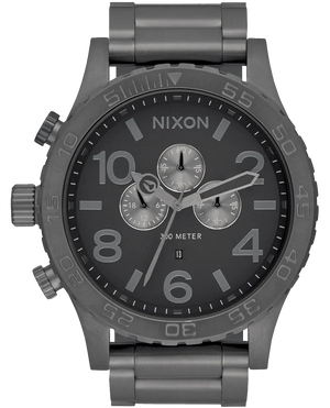 Nixon 51-30 Chronograph Grey Dial Grey Steel Strap Watch for Men - A083-1062