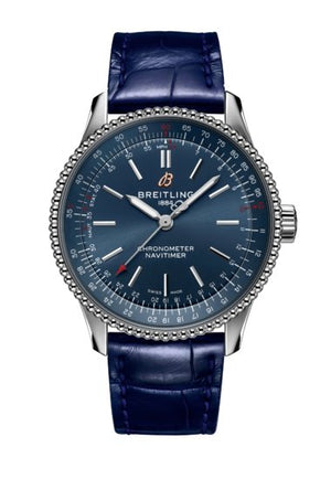 Breitling Navitimer Automatic 35 Blue Dial Blue Leather Strap Watch for Men - A17395161C1P1