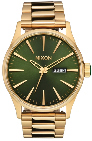 Nixon Sentry Green Dial Gold Steel Strap Watch for Men - A356-1919