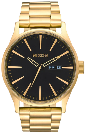 Nixon Sentry Black Dial Gold Steel Strap Watch for Men - A356-510