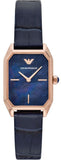 Emporio Armani Gioia Quartz Mother of Pearl Blue Dial Blue Leather Strap Watch For Women - AR11426