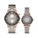 Emporio Armani Gianni T Bar Grey Dial Two Tone Steel Strap Watch For Women - AR1725