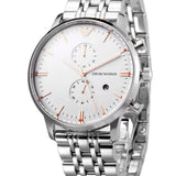 Emporio Armani Chonograph SIlver Dial Silver Steel Strap Watch For Men - AR1933
