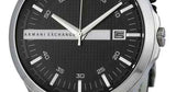 Armani Exchange Hampton Chronograph Black Dial Black Leather Strap Watch For Men - AX2101