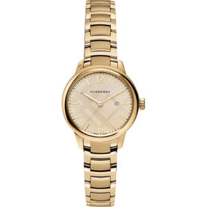 Burberry The Classic Champagne Gold Dial Gold Steel Strap Watch for Women - BU10109