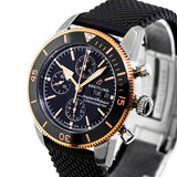 Breitling Superocean Heritage Chronograph 44 Black Dial Black Mesh Bracelet Watch for Men - U13313121B1S1
