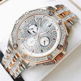 Bulova Octova Crystal Silver Dial Two Tone Steel Strap Watch for Men - 98C133