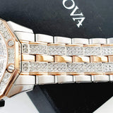 Bulova Octova Crystal Silver Dial Two Tone Steel Strap Watch for Men - 98C133