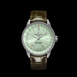 Breitling Navitimer Automatic 35 Green Dial Green Leather Strap Watch for Women - A17395361L1P1