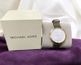 Michael Kors Addyson Three-Hand Silver Dial Brown Leather Strap Watch for Women - MK2945