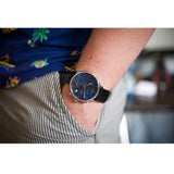 Calvin Klein High Noon Chronograph Blue Dial Black Leather Strap Watch for Men - K8M271CN