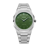 D1 Milano Ultra Thin Moss Green Dial Silver Steel Strap Watch for Men - D1-UTBJ06