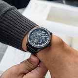 Emporio Armani Meccanico Automatic Black Dial Black Steel Strap Watch For Men - AR60054