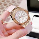 Guess Limelight Quartz Analog White Dial Pink Leather Strap Watch For Women - W0775l3