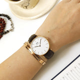 Daniel Wellington Classic York White Dial Brown Leather Strap Watch For Women - DW00100038