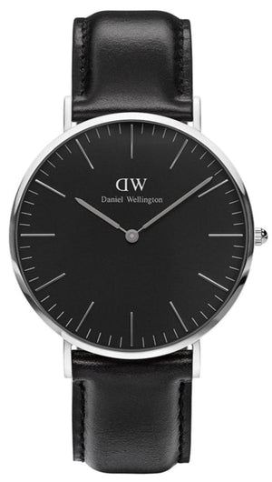 Daniel Wellington Classic Sheffield Black Dial Black Leather Strap Watch For Men - DW00100133