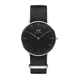 Daniel Wellington Petite Cornwall Black Dial Black Nylon Strap Watch For Women - DW00100248