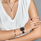 Daniel Wellington Petite Ashfield Black Dial Black Mesh Strap Watch for Women - DW00100307