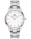 Daniel Wellington Iconic White Dial Silver Steel Strap Watch For Men - DW00100341