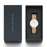 Daniel Wellington Classic Petite Evergold White Dial Gold Mesh Bracelet Watch For Women - DW00100346