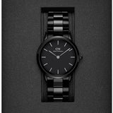 Daniel Wellington Iconic Link Ceramic Black Dial Black Steel Strap Watch For Women - DW00100414