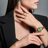 Daniel Wellington Iconic Link Emerald Green Dial Rose Gold Steel Strap Watch For Women - DW00100421
