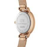 Daniel Wellington Petite Pressed Melrose Black Dial Rose Gold Mesh Strap Watch For Women - DW00100440