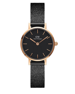 Daniel Wellington Classic Petite Pressed Ashfield Black Dial Black Mesh Bracelet Watch For Women - DW00100441