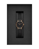 Daniel Wellington Classic Petite Pressed Ashfield Black Dial Black Mesh Bracelet Watch For Women - DW00100441