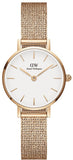 Daniel Wellington Petite Pressed Melrose White Dial Gold Mesh Bracelet Watch For Women - DW00100447