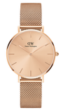 Daniel Wellington Petite Rose Gold Dial Rose Gold Mesh Strap Watch For Women - DW00100472