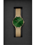 Daniel Wellington Petite Emerald Green Dial Gold Mesh Strap Watch For Women - DW00100480