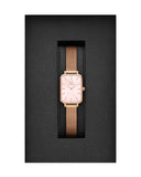 Daniel Wellington Quadro Pressed Melrose Pink Dial Pink Mesh Bracelet Watch For Women - DW00100510