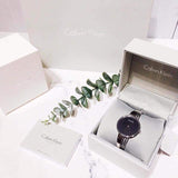Calvin Klein Drift Black Dial Silver Steel Strap Watch for Women - K6S2N111