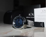 Armani Exchange Hampton Chronograph Blue Dial Silver Steel Strap Watch For Men - AX2178