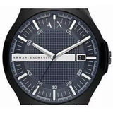 Armani Exchange Hampton Quartz Blue Dial Black Leather Strap Watch for Men - AX2411