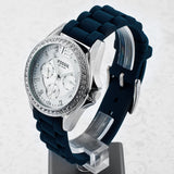 Fossil Riley White Dial Blue Leather Strap Watch for Women - ES3464