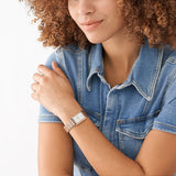 Fossil Raquel Three Hand Date White Dial Rose Gold Steel Strap Watch For Women - ES5271