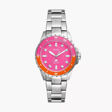 Fossil Blue Dive Analog Pink Dial Silver Steel Strap Watch For Women - ES5351