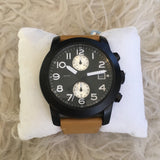 Marc Jacobs Larry Chronograph Black Dial Brown Leather Strap Watch for Men - MBM5053