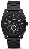 Fossil Machine Chronograph Black Dial Black Steel Strap Watch for Men - FS4552