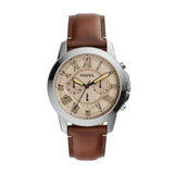 Fossil Grant Chronograph Brown Dial Brown Leather Strap Watch for Men - FS5214