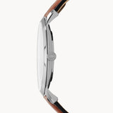 Fossil Minimalist Blue Dial Brown Leather Strap Watch for Men - FS5304