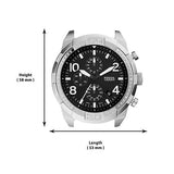 Fossil Bronson Chronograph Black Dial Silver Steel Strap Watch for Men - FS5710