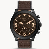 Fossil Nate Chronograph Brown Dial Brown Leather Strap Watch for Men - JR1511
